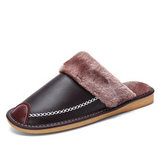Men Round-toe Non-slipSoft Warm Plush Lining Home Slippers-142290