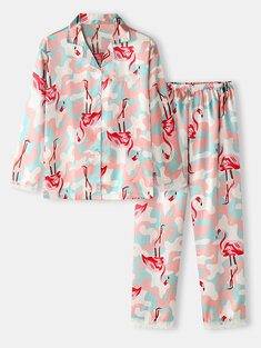 Plus Size Camo Flamingo Home Pajamas