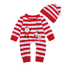 2PCs Baby Santa Striped Rompers For 0-24M
