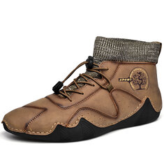Men Handmade Microfiber Leather Comfy Soft Sock Ankle Boots-142178