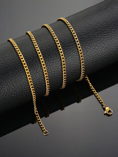 1 Pcs Titanium Steel 18k Gold Twisted Hip-op Chain Necklace