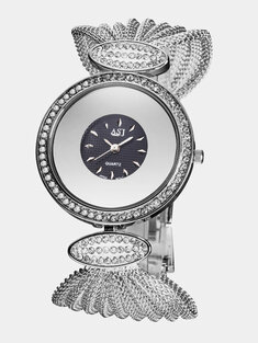 ساعة يد نسائية عصرية كبيرة يتصل تصميم فريد سوار شبكي كوارتز Watch-18649