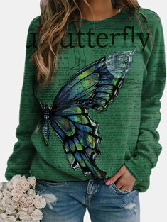 Butterflies Print Casual T-shirt