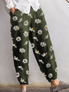 Daisy Floral Print Casual Pants-937