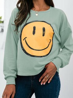 Smile Graphic Print Sweatshirt
