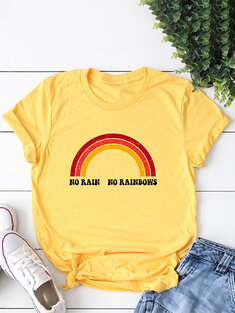 Rainbow Printed O-neck T-Shirt-3247