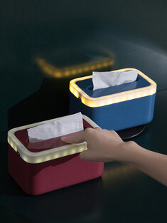 Waterproof Tissue Holder Bathroom Napkin Dispenser Tissue Box with Night Lights