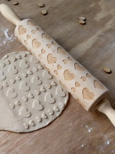 Love Heart Wooden Carved Rolling Pin