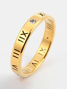 1 Pcs Stainless Steel Stylish Fashion Roman Numeral Couple Ring