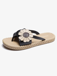 Clip Toe Beach Massage Soles Sunflower Slippers