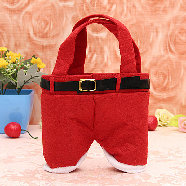 Unique Styling Red Nylon Santa Pants Candy Bags Storage Bags