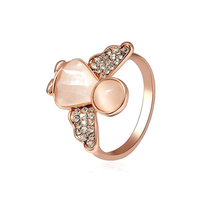 

Sweet Angel Opal Ring Rose Gold Plated Zirconia Jewelry for Women