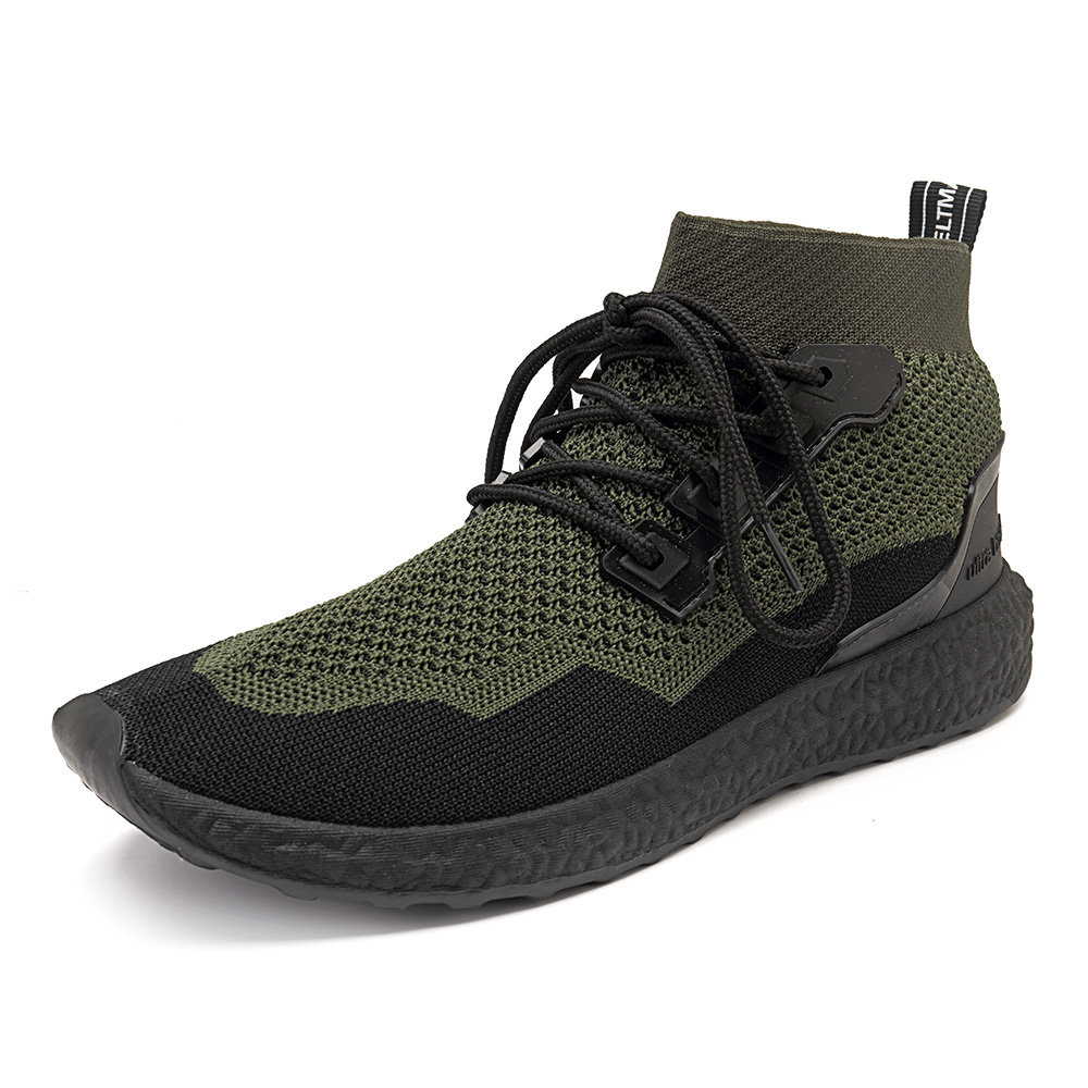 Men Knitted Fabric Breathable Non-slip High Top Casual Sneakers
