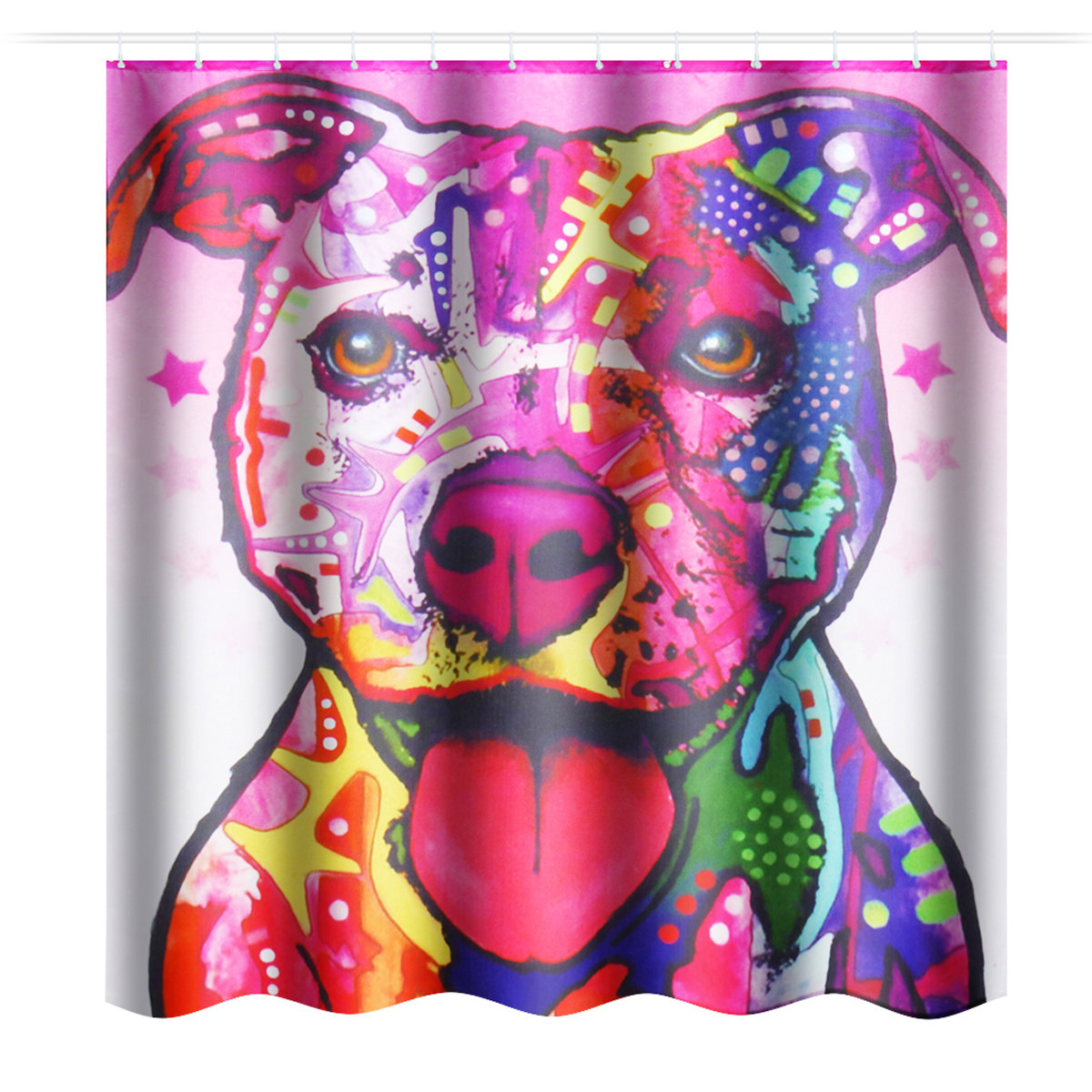4pcs Bathroom Shower Curtain Graffiti Dog Pattern Print Waterproof Polyester Shower Curtain