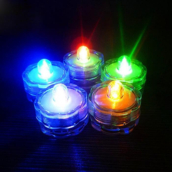 

12Pcs Waterproof Flameless Electronic Colorful Wedding Chirstmas Decoration Vase Candle Lights, Blue;red;pink;purple;yellow;green;white