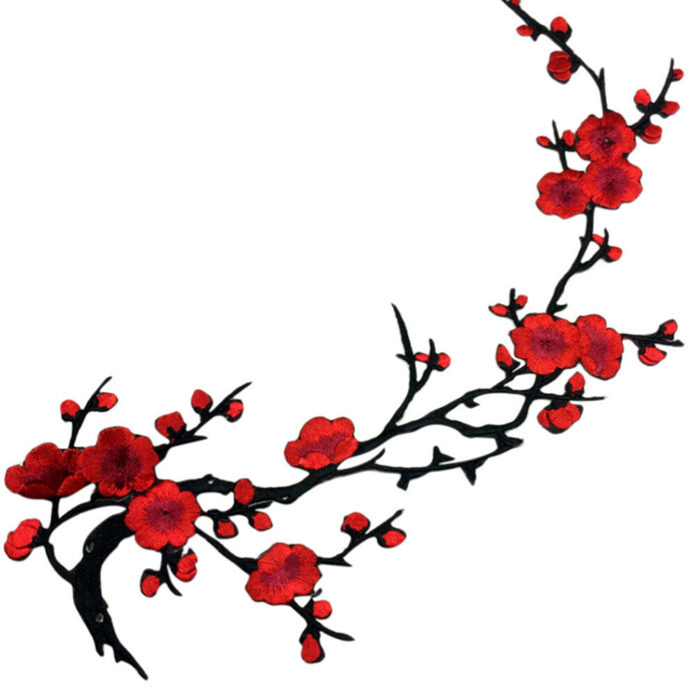 

Plum Blossom Flower Applique Clothing Embroidery Patch Fabric Sticker Iron On Patch Sewing Repair, Black;beige;blue;pink;red
