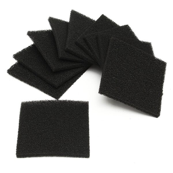 10pcs Black Square Activated Carbon Foam Sponge Air Filter Pads Set For Smoke Absorber