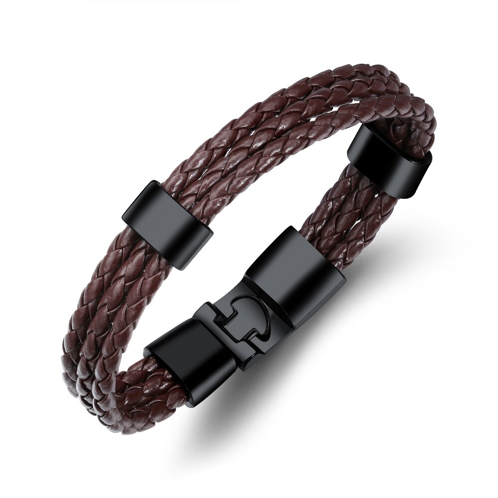 Fashion Leather Bracelet Multilayer Weave Vintage Casual Wrist Band Bracelets for Men