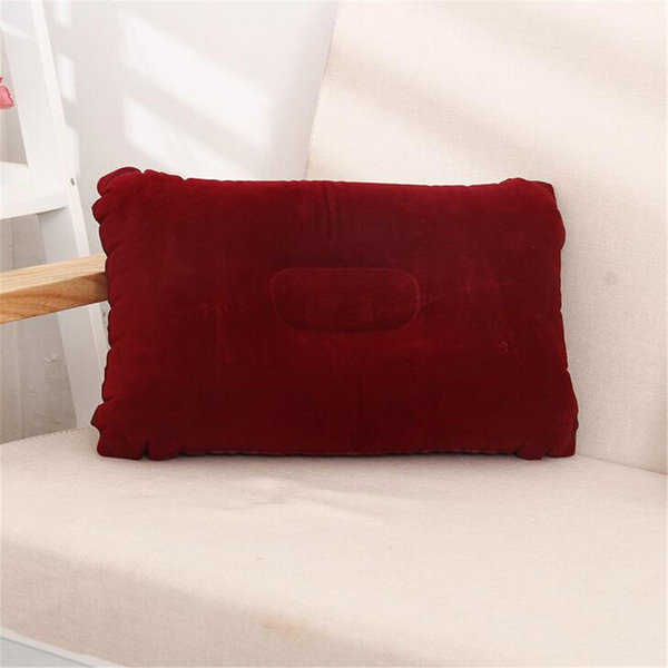 

Folding Double Sided Inflatable Pillow Suede Fabric Cushion Camping Home Bedding Supplies, Purple;wine red;red;grey