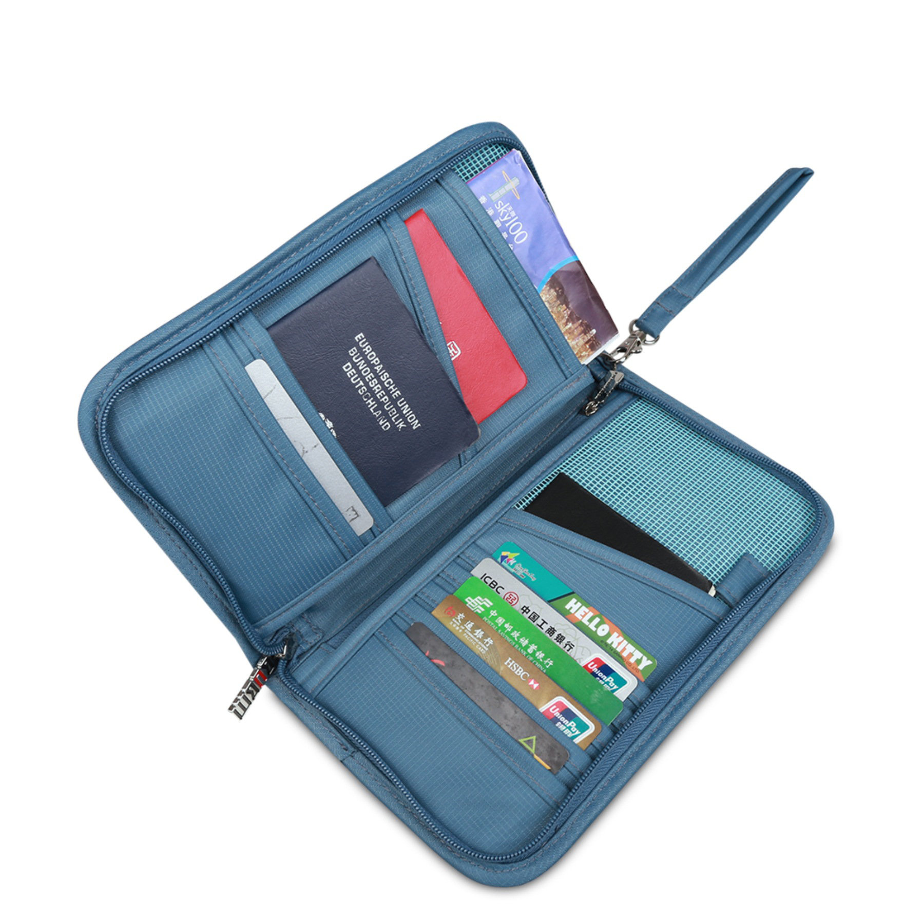 

BUBM THZ-SL Travel Passport Holder Documents Organizer Money ID Card Cover Wallet Cash Pouch, Blue;green 1;black