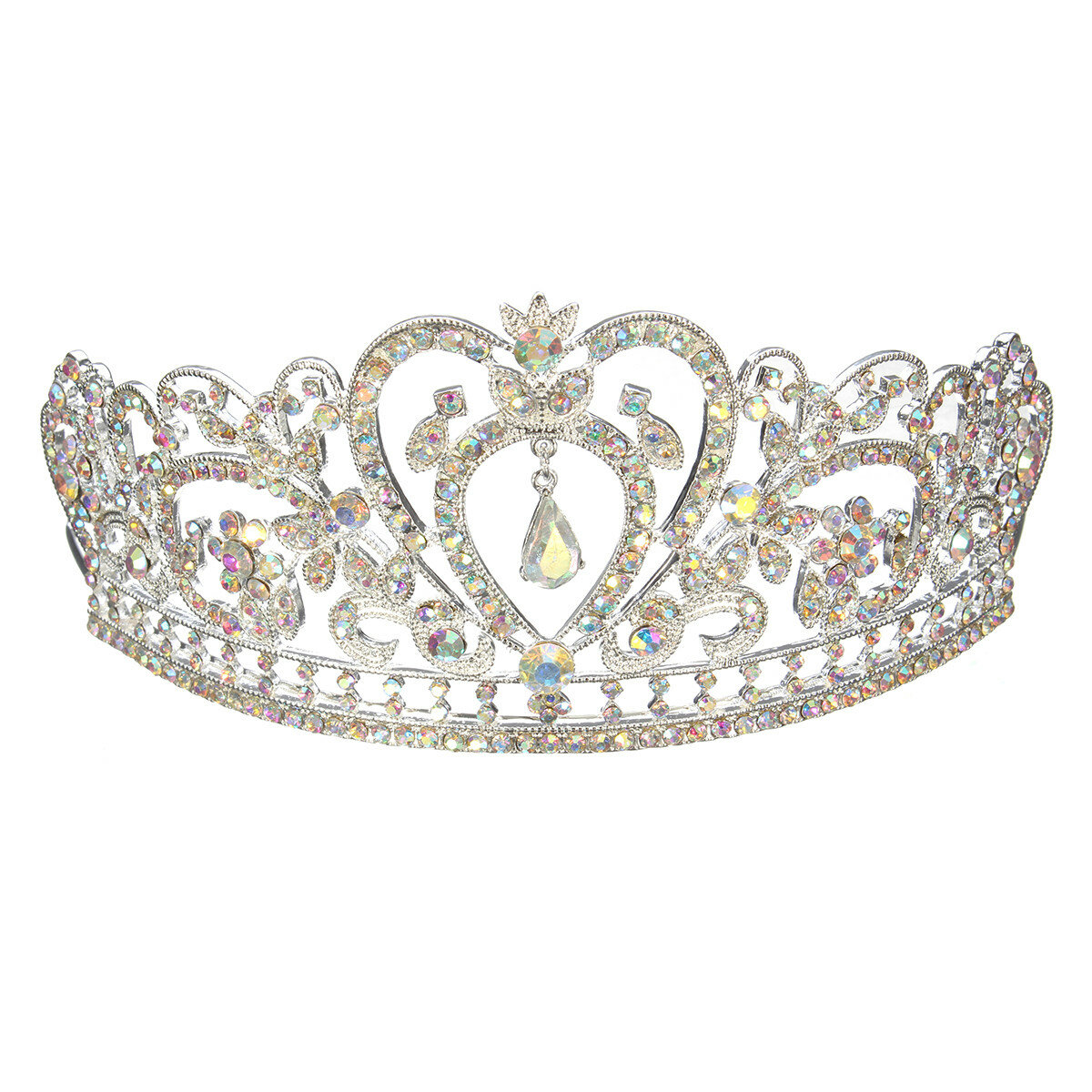 

Bride Rhinestone Crystal Wedding Tiara Crown Prom Pageant Princess Crowns Bridal Veil Headband, White;pink;red