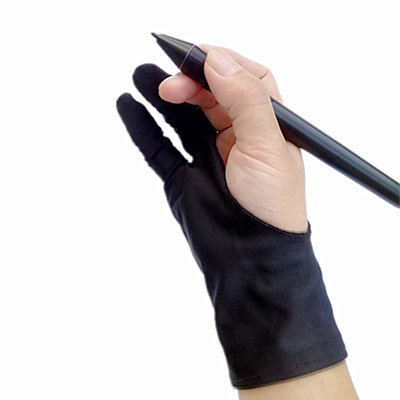 

Safety Glove Artist Glove For Any Graphics Tablet Black 2 Finger Anti-Fouling Right And Left Hand