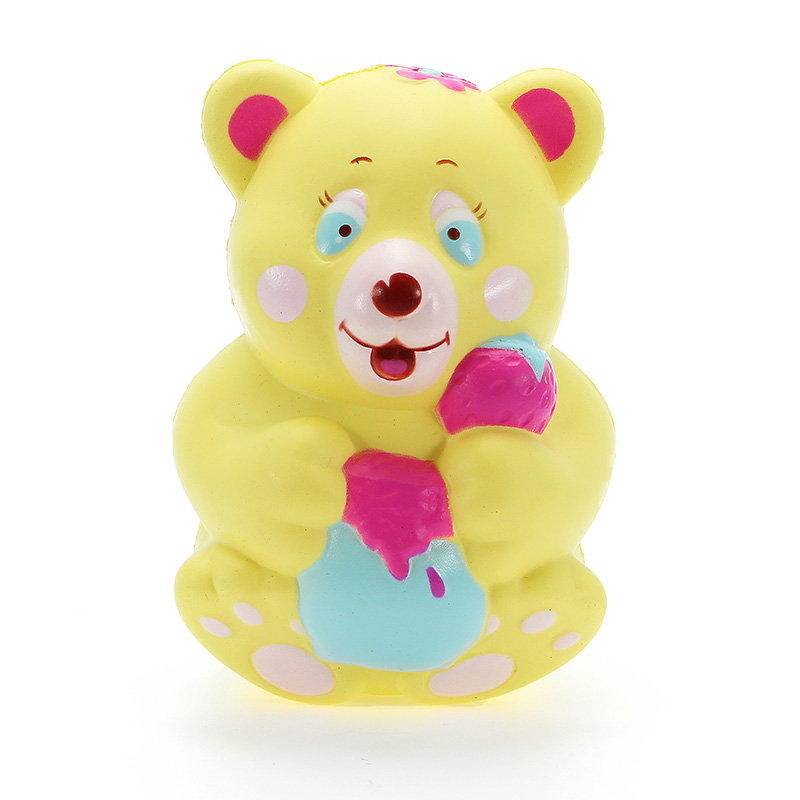 Xinda Squishy Strawberry Bear Holding Honey Pot 12cm Levantamiento lento con embalaje Colección Regalo de juguete