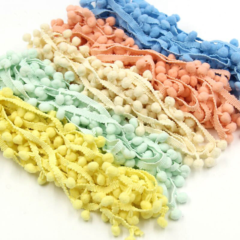 20Yards / Lot 10MM Trim Ball Fringe Ribbon DIY Sewing Accessory Lace Closure Various Colors