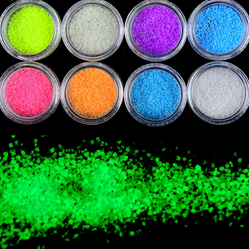 

Dancingnail 7 Colors HalloweenLuminous Nails Powder Fluorescent Glow Toys Decoration Dust