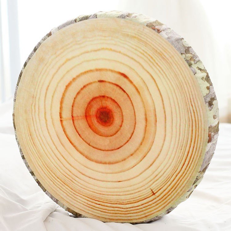 3d Stump Log Wood Throw Pillow Sycamore Tree Cushion Home Office Car Decor