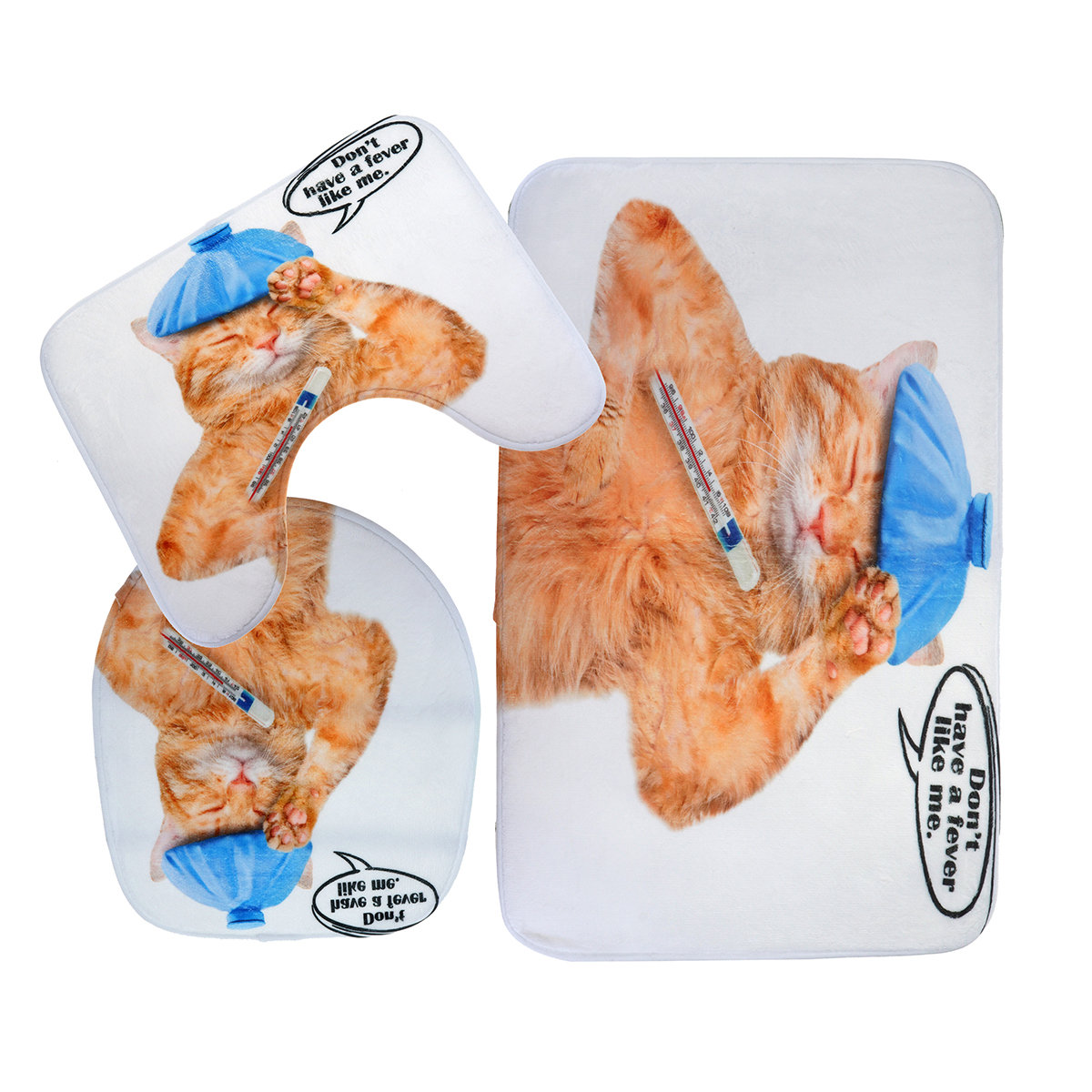 Toilet Seat Covers Bathroom Non-Slip Thermometer Fat Cat Pedestal Rugs Lid Toilet Covers Bath Mats