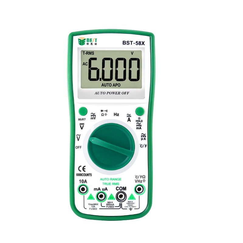 

BST-58X 6000 Counts Ture RMS Digital Multimeter NCV Frequency Auto Power off AC DC Voltage Ammeter C