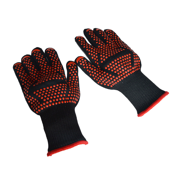 

1 Pcs Oven BBQ Mitts Cut Heat Resistant Gloves Non-slip Grilling Cooking Gloves, Blue&yellow;#01;red