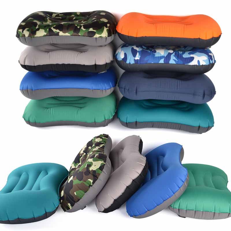

IPRee® Outdoor Travel Air Inflatable Pillow Sleep Headrest Neck Massage Folding Cushion, Gray;black;green;blue
