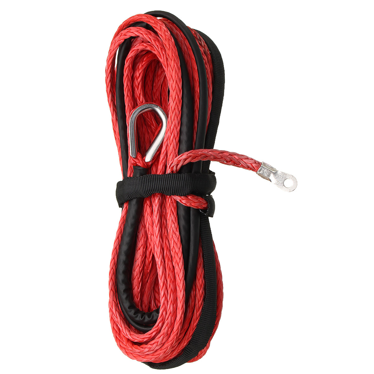 

15m Car Road Vehicle Synthetic Winch Line Cable Rope 5500+ LBs + Sheath For ATV UTV, Green;grey;red