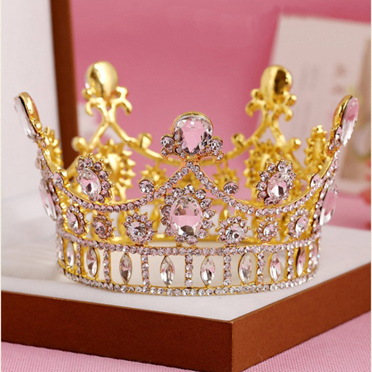 

Bride Gold Princess Queen Crystal Rhinestone Tiara Crown Wedding Bridal Prom Party Headband