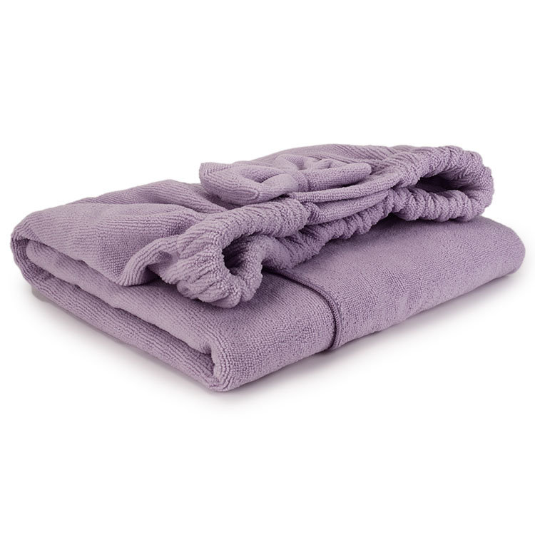 

140x75cm Microfiber Bowknot Pattern Bath Towel Sheet Set Absorbent Bathrobe with Shower Cap, Red;purple;blue
