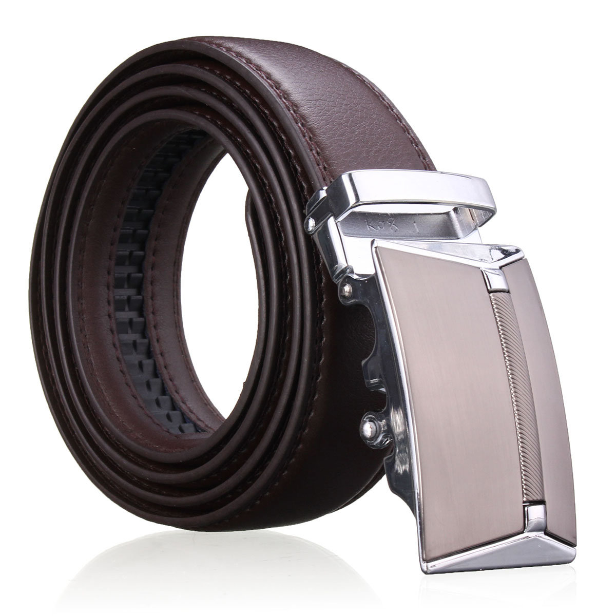 

Men Second Floor Cowhide Leather Belt Automatic Buckle Black Brown Waist Strap Waistband, Brown;black