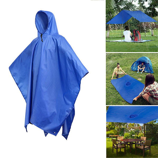 

KCASA KC-RC042 3 in 1 Travel Waterproof Poncho Outdoor Raincoat Shelter Camping Mat Backpack Cover, Army green;royal;orange