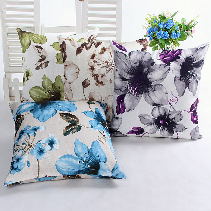 

Honana WX-D6 45x45cm Vintage Leaves Flower Bamboo Linen Throw Pillow Case Waist Cushion Cover, Blue