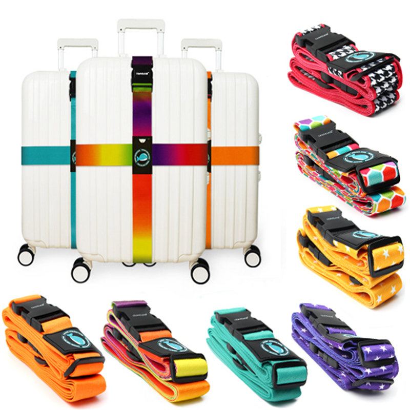 Travel Luggage Cross Strap Suitcase Bag Ceinture d'emballage Bande de boucle sécurisée avec étiquette