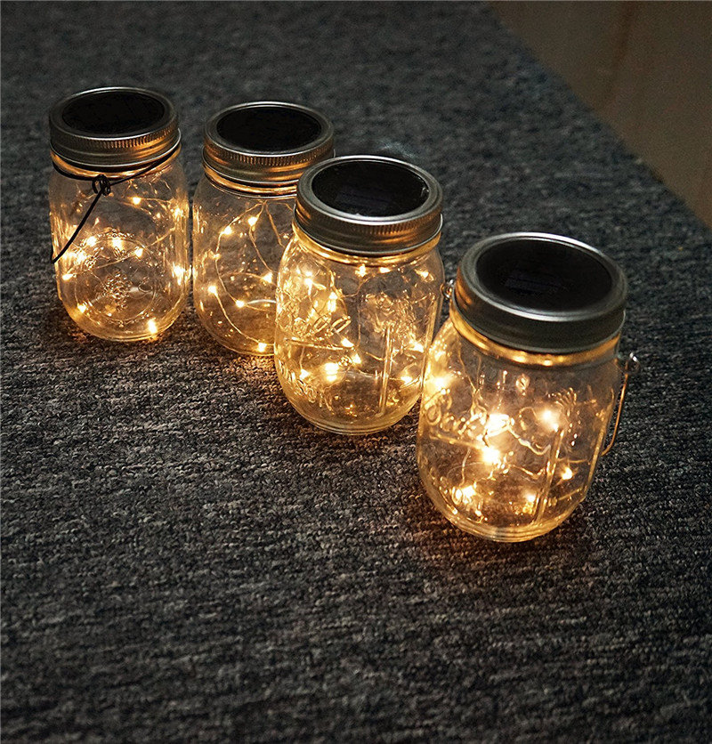 Solarbetriebene 2M 20LEDs Mason Jar Lid Fairy String Licht Draht Lampe für Gartendekoration