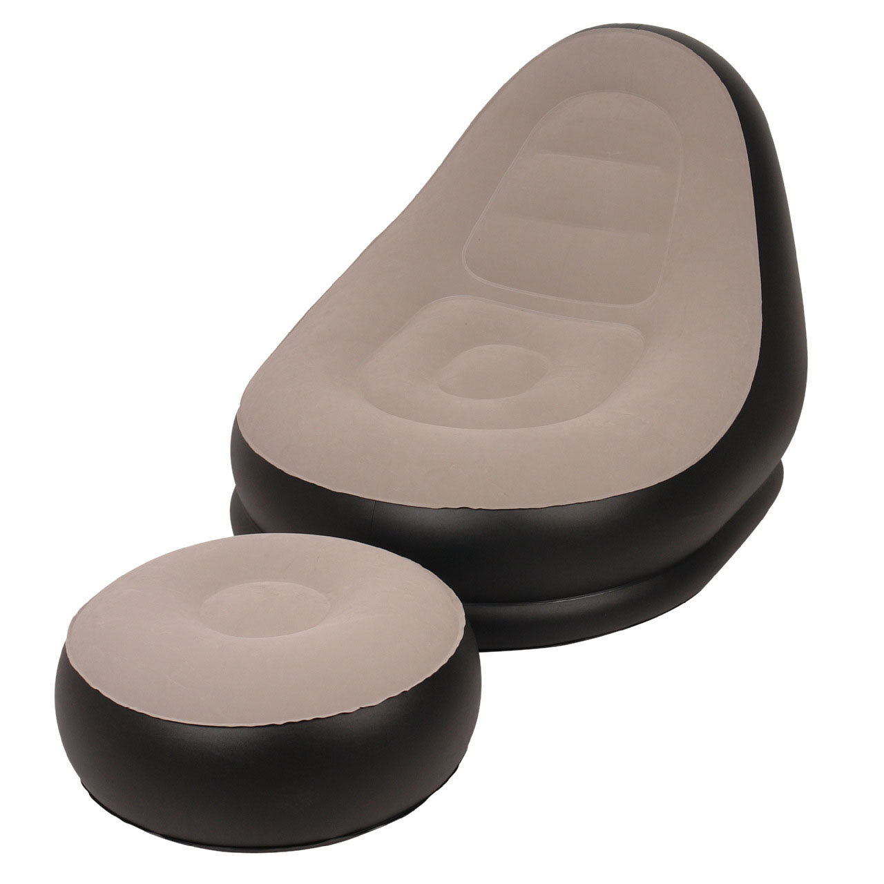 

JILONG Portable Flocking Fast Inflatable Lazy Sofa Sleep Bed Set Foot Cushion Home Garden Furniture, Dark grey