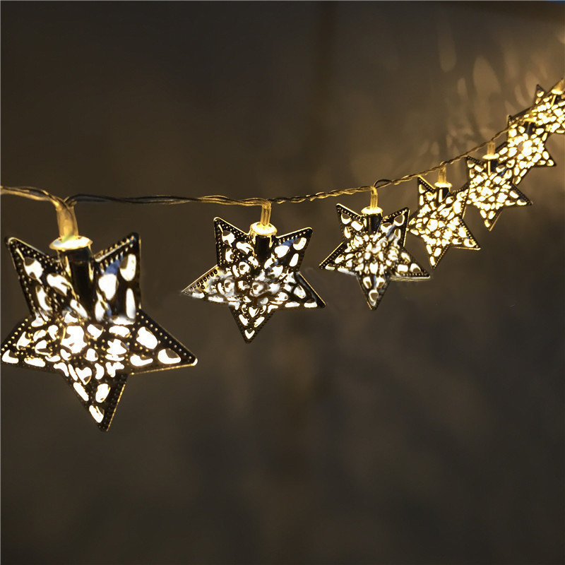 

KCASA 3.3M 20 LED Metal Star String Lights LED Fairy Lights Festival Christmas Party Home Decor, Warm white;white