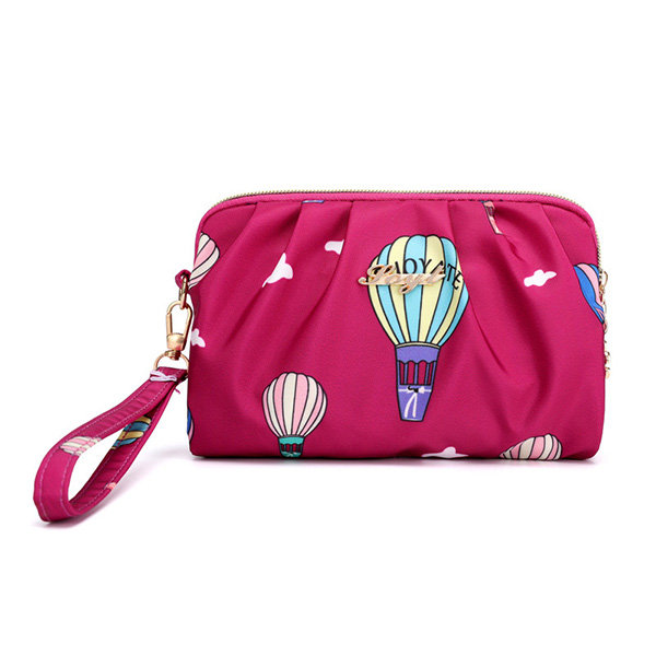 Women Nylon Waterproof Print Clutch Bag Handbag 5.5 Inches Phone Bag