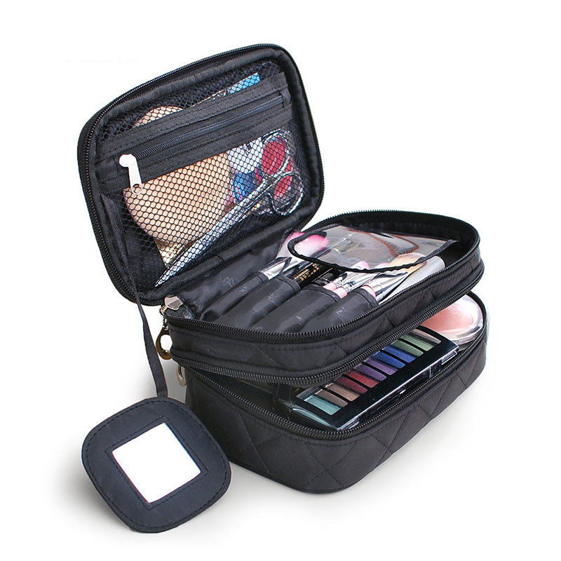 

Honana HN-B63 Large Double Layers Travel Cosmetic Bag Portable Makeup Organizer Toiletry Storage Bag, Red