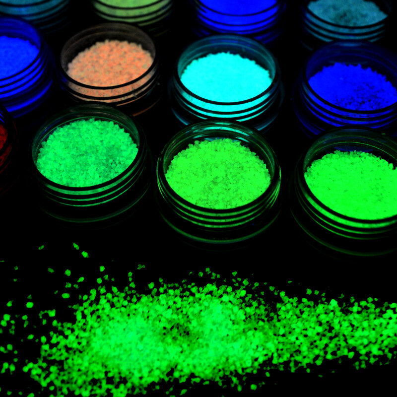 Dancingnail 1 Bottle Halloween Luminous Nails Powder Fluorescent Glow Decoration Dust Colorful