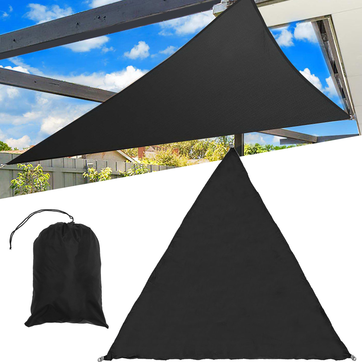 3 / 5M Extra Heavy Duty Ombra Vela Tettuccio parasole Triangolo per esterni Tende da giardino Tende da sole per auto estive