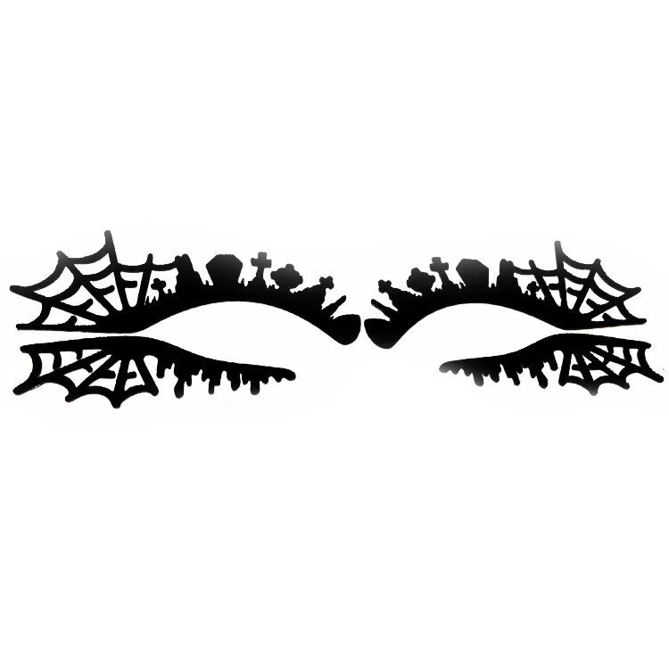 Halloween Artistic Eye Stickers Spider Web Hollow Out Paper Cutting Makeup Eyeliner Mask