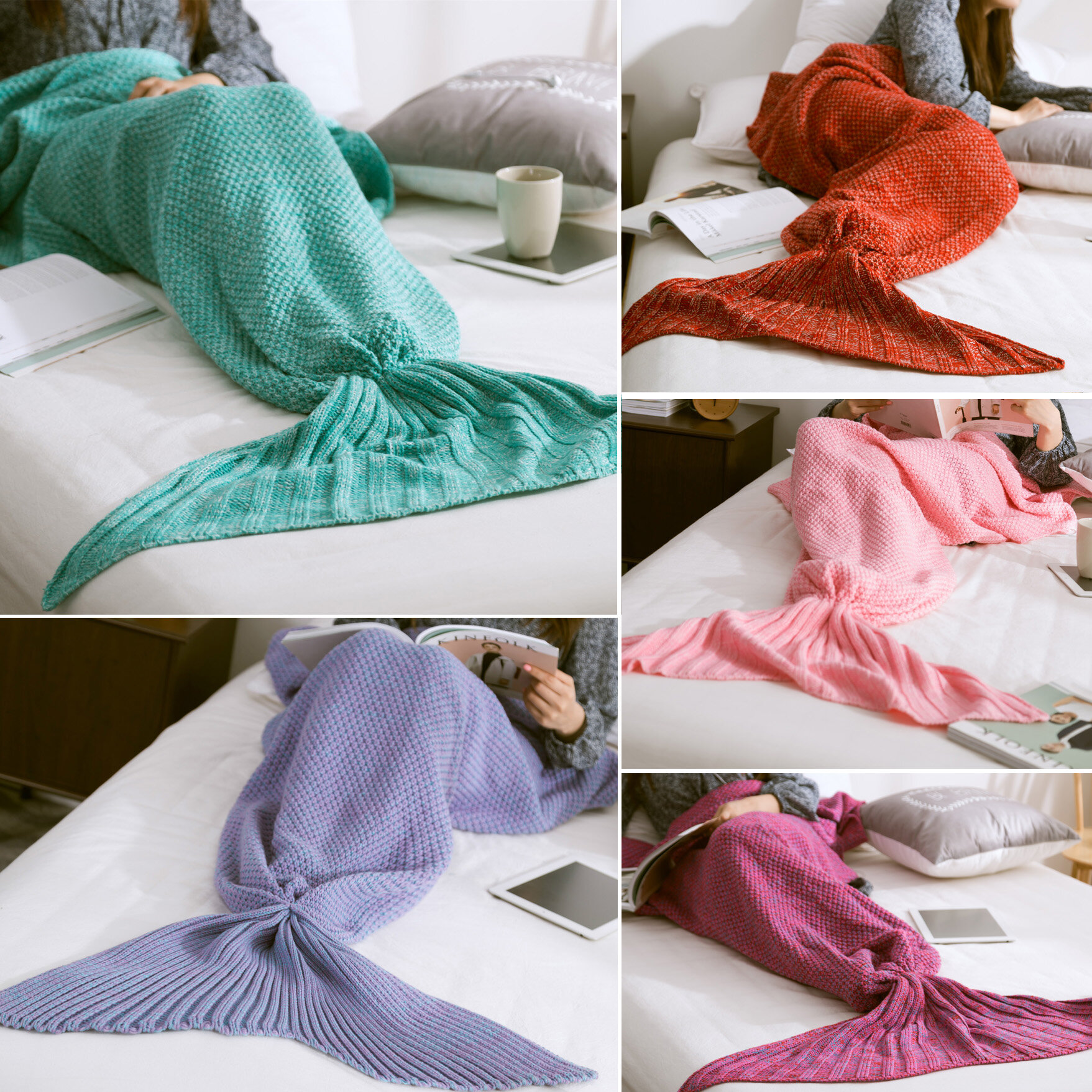 Tessuto a maglia per la lavorazione a maglia delle fibre di coperta della sirena caldo Super Matrimoniale Soft Mat Home Office Bed Sleep